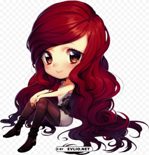 Chibi Anime Girl Isolated Artwork On Transparent Background PNG