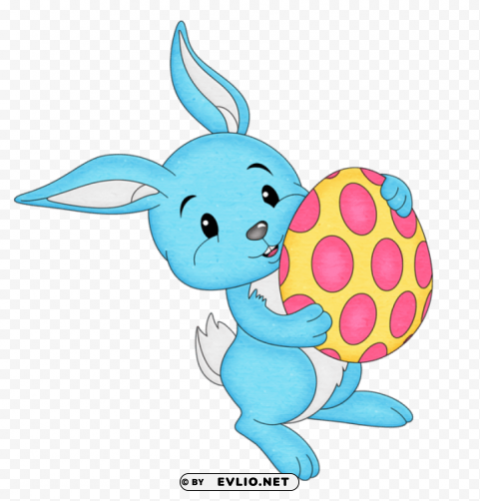 easter blue bunny with egg Isolated Icon in HighQuality Transparent PNG