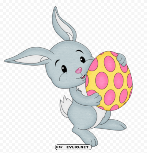 easter bunny with yellow egg Isolated Graphic with Transparent Background PNG
