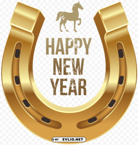 happy new year with horse and horseshoe PNG transparent artwork