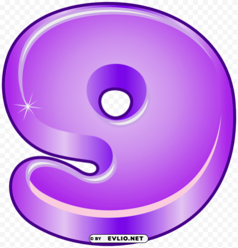 purple cartoon number nine Transparent PNG pictures for editing