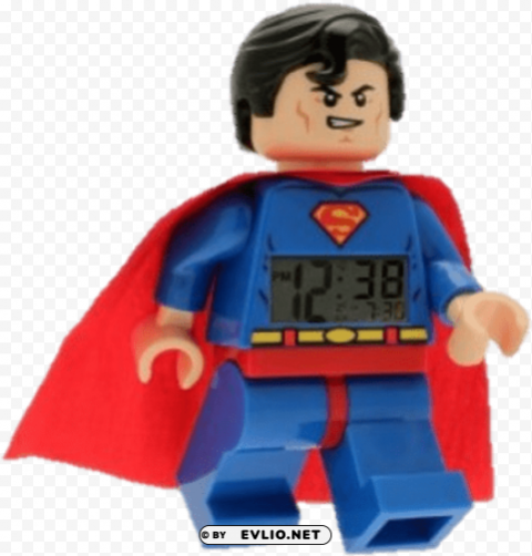 lego dc comics super heroes superman mini figure clock Isolated Artwork in HighResolution PNG