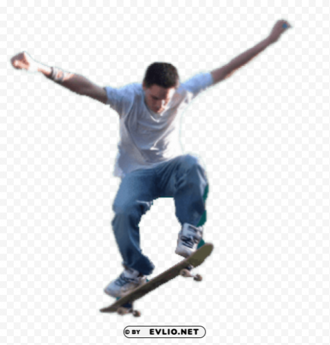 skateboarder jumping Clean Background Isolated PNG Illustration
