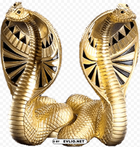 Pharaonic golden cobra statues Clear background PNG graphics