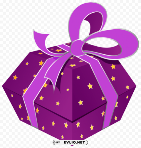 purple gift box with stars PNG images with clear backgrounds