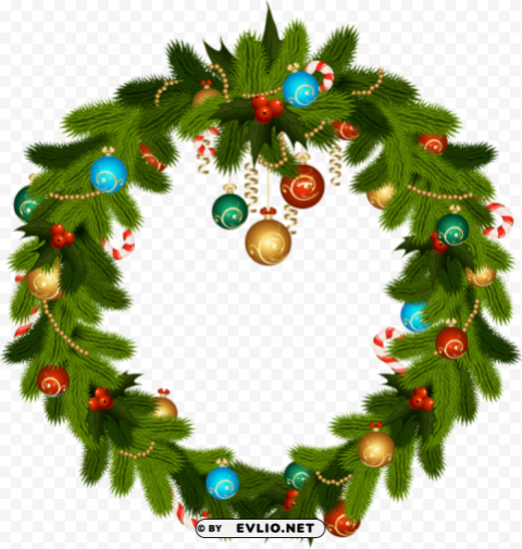 christmas wreath and ornaments Transparent Background Isolated PNG Icon