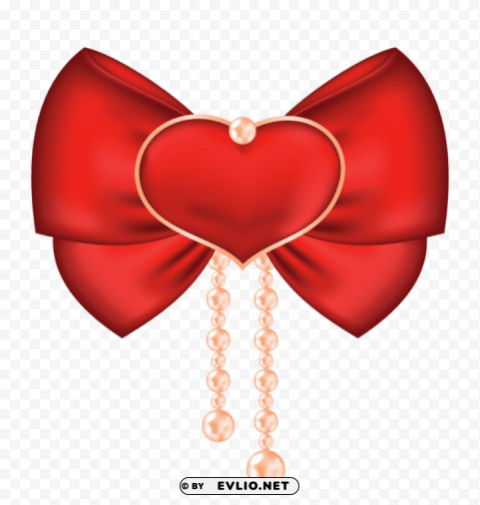red bow with heartpicture Isolated Artwork in Transparent PNG