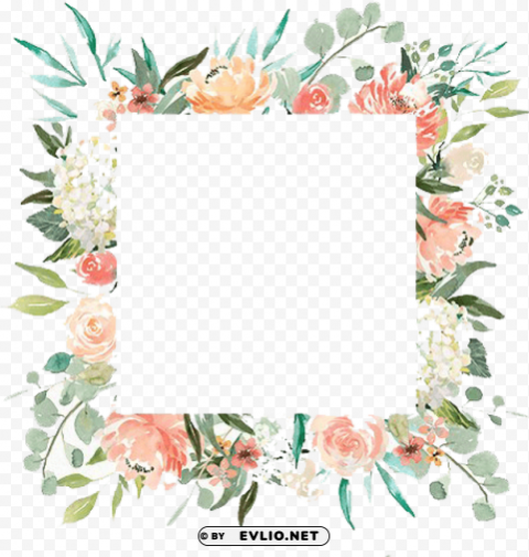 Watercolor Flower Frame Isolated PNG Image With Transparent Background