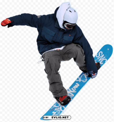 blue man snowboard Clear Background Isolated PNG Graphic