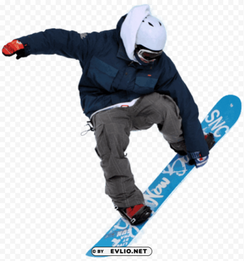 Blue Man Snowboard Clear Background Isolated PNG Graphic