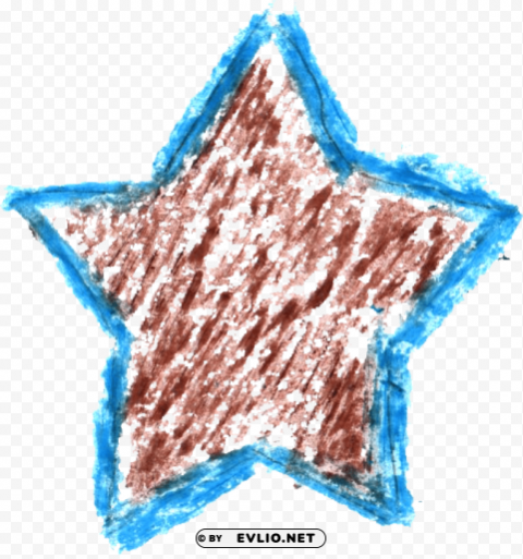 Crayon Star Drawing PNG with isolated background