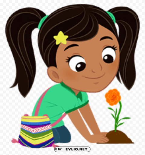 nina planting a flower PNG with no background free download