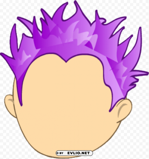 perm purple spiky hair Isolated Character on HighResolution PNG
