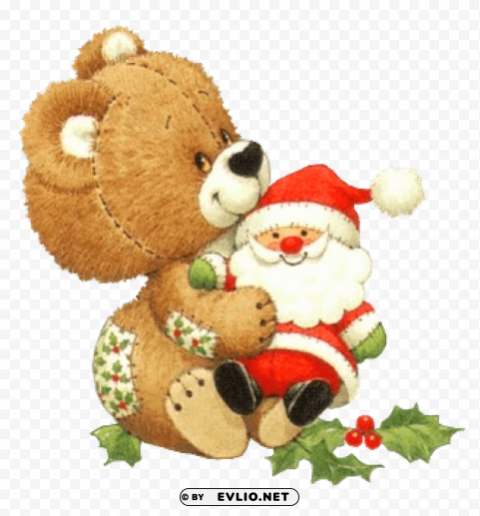christmas bear with santa toy transparent PNG Isolated Illustration with Clarity