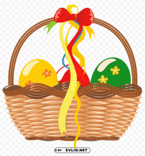 easter basket with eggspicture PNG Image with Isolated Graphic Element