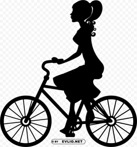 girl on bike silhouette Transparent Background Isolated PNG Icon