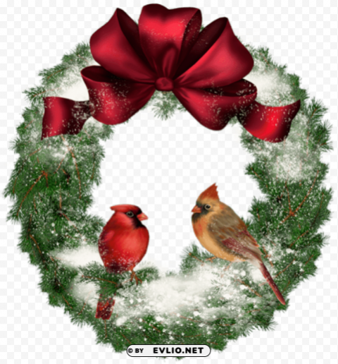  christmas wreath with birds Transparent background PNG images complete pack