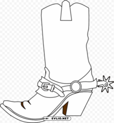 black and white cowboy boot Transparent Background Isolated PNG Art