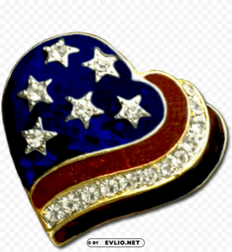 patriotic heart broochpin PNG with clear transparency