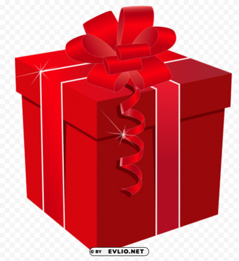 Red Gift Box With Red Bow Transparent PNG Object With Isolation