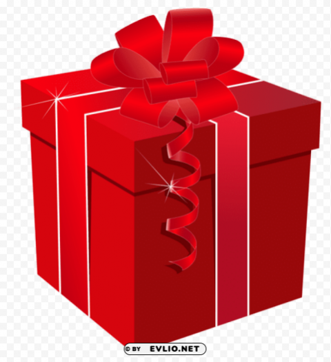red gift box with red bow Background-less PNGs