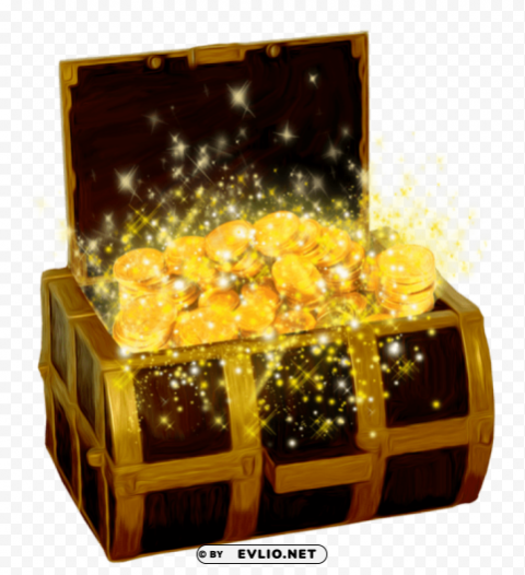 treasure chest with gold coinspicture ClearCut Background PNG Isolated Element