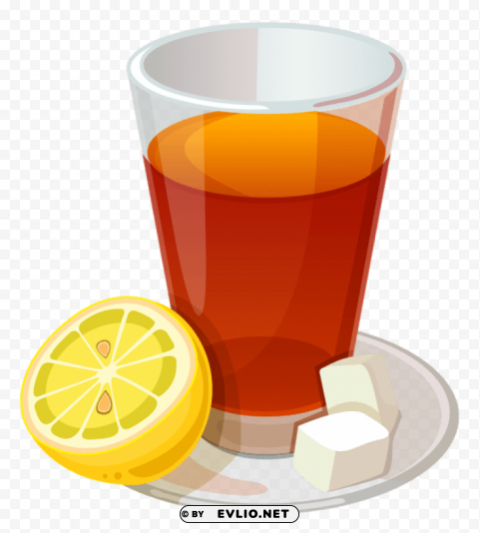 cup of tea and lemon vectorpicture PNG Isolated Object with Clarity