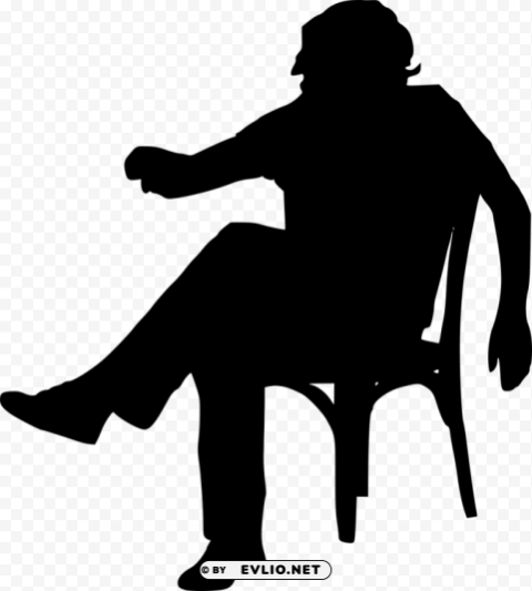 Sitting in Chair Silhouette Transparent Background Isolation in PNG Format