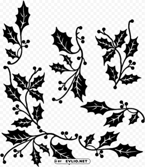 borders and frames christmas computer icons black and - holly ribbon border holiday square stickers Isolated Artwork in Transparent PNG Format