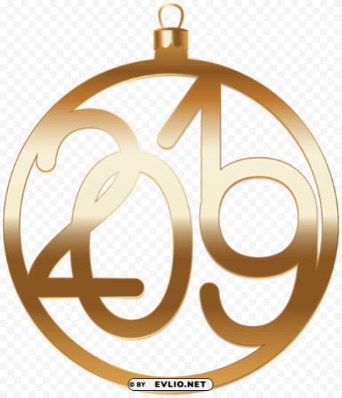 2019 gold christmas ball PNG with no cost
