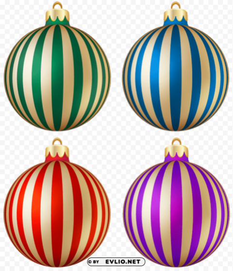 christmas striped balls Free PNG images with alpha channel set