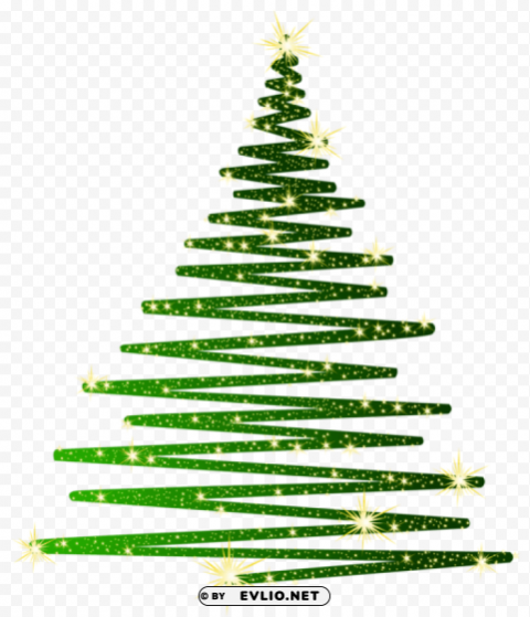 green christmas shining tree PNG Isolated Illustration with Clear Background