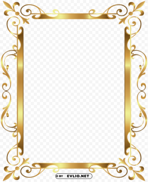 gold border frame deco transparent PNG Isolated Object with Clear Transparency