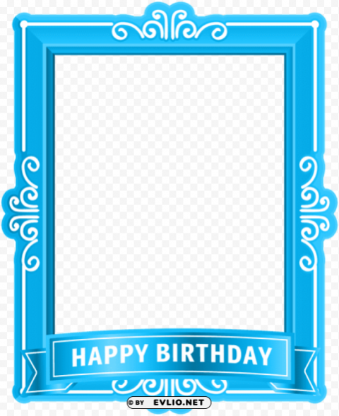 Happy Birthday Frame Blue PNG Transparency