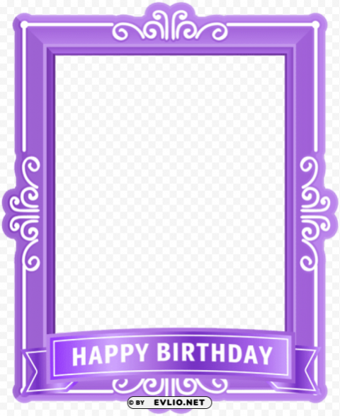 Happy Birthday Frame Purple PNG Transparent Design