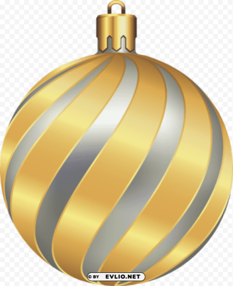 large christmas gold and silver ball PNG Image Isolated on Transparent Backdrop