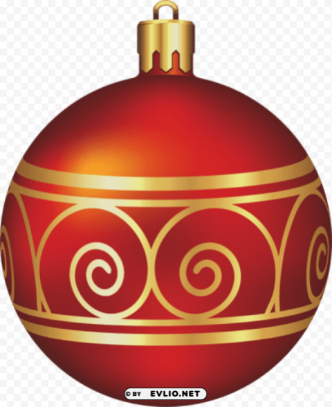 large transparent red and gold christmas ball ClearCut Background Isolated PNG Design
