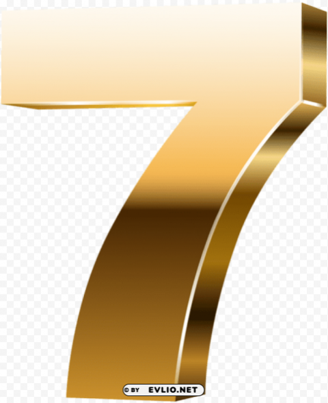 Number Seven 3d Gold Isolated Artwork On HighQuality Transparent PNG