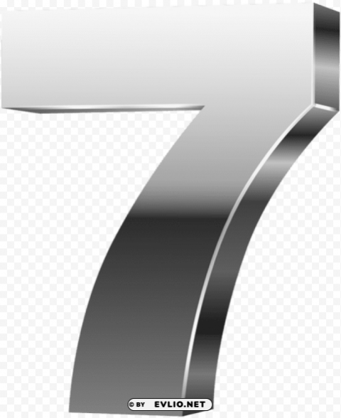 number seven 3d silver PNG Image Isolated with High Clarity