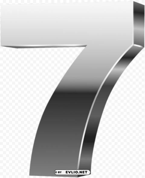 Number Seven 3d Silver PNG Image Isolated With High Clarity