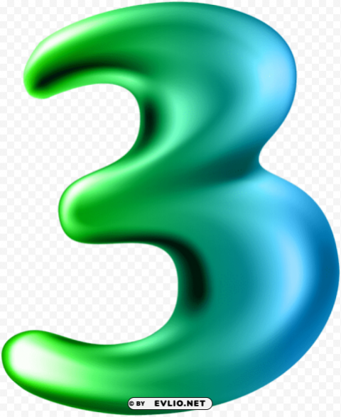 number three Clean Background Isolated PNG Art