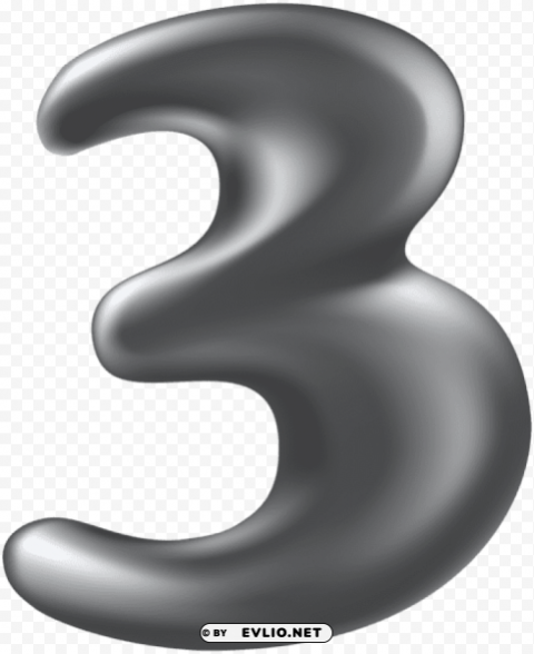 number three silver PNG images with no royalties