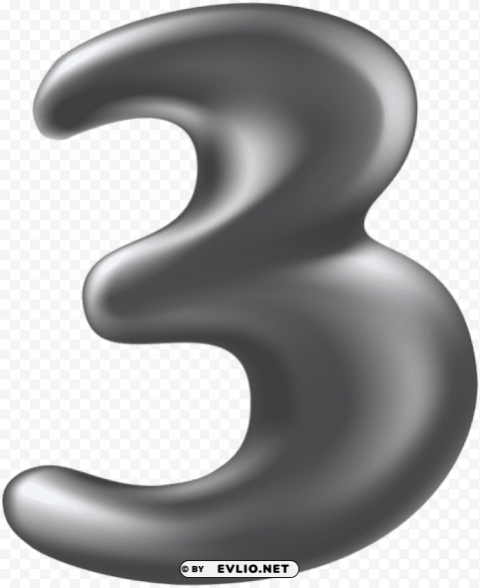 Number Three Silver PNG Images With No Royalties