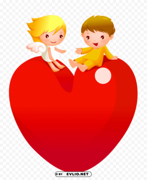 red heart with angels PNG for web design