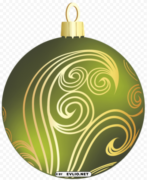 transparent green and gold christmas ball Clear PNG file