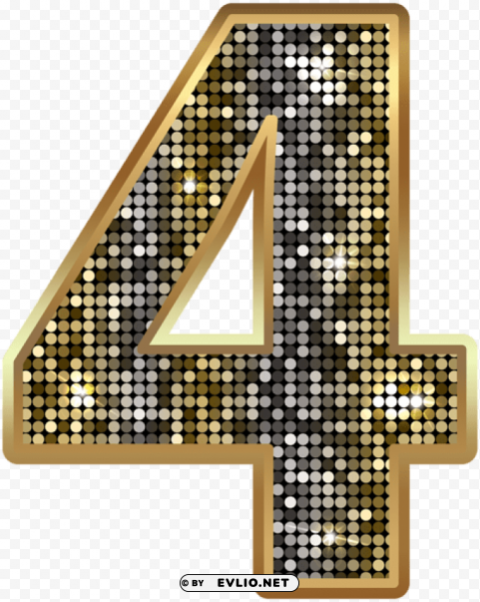 number four deco gold PNG transparent pictures for editing