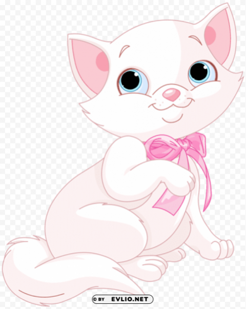 cute pink and white cat Transparent PNG Isolated Graphic with Clarity