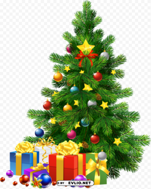 largechristmas tree with gifts PNG images alpha transparency