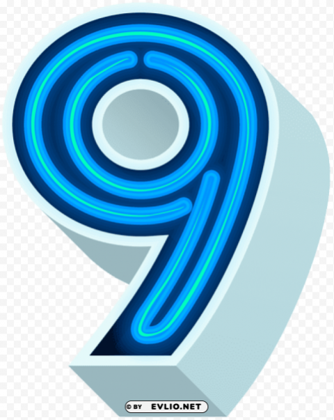 number nine neon blue High-resolution PNG