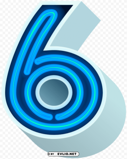 number six neon blue Free PNG images with transparent backgrounds